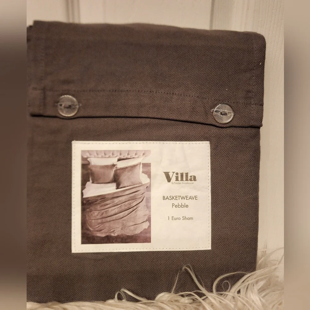 Villa x Noble Excellence Basketweave pebble European Sham in gray 26x26